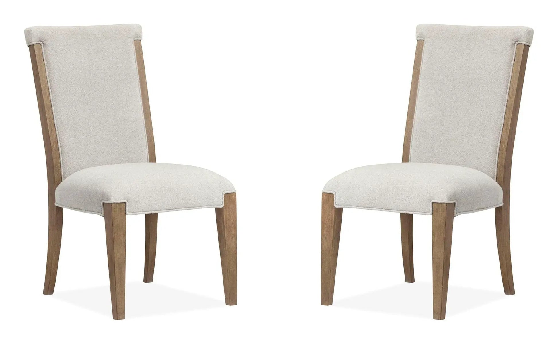 Plum Creek upholstered side chair set of 2 in beige fabric with natural wood legs on Tampa Home & Garden Store