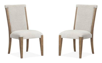 Plum Creek upholstered side chair set of 2 in beige fabric with natural wood legs on Tampa Home & Garden Store