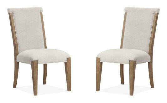Plum Creek upholstered side chair set of 2 in beige fabric with natural wood legs on Tampa Home & Garden Store