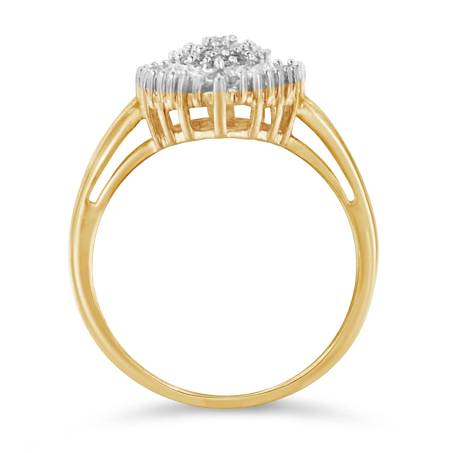 Cocktail ring 10K yellow gold with pave diamond cluster halo and dome setting 1/2 cttw on Tampa Home & Garden Store