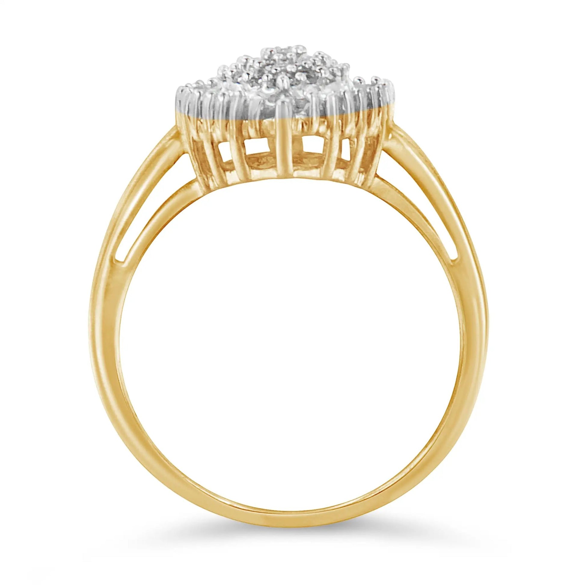 Cocktail ring 10K yellow gold with pave diamond cluster halo and dome setting 1/2 cttw on Tampa Home & Garden Store