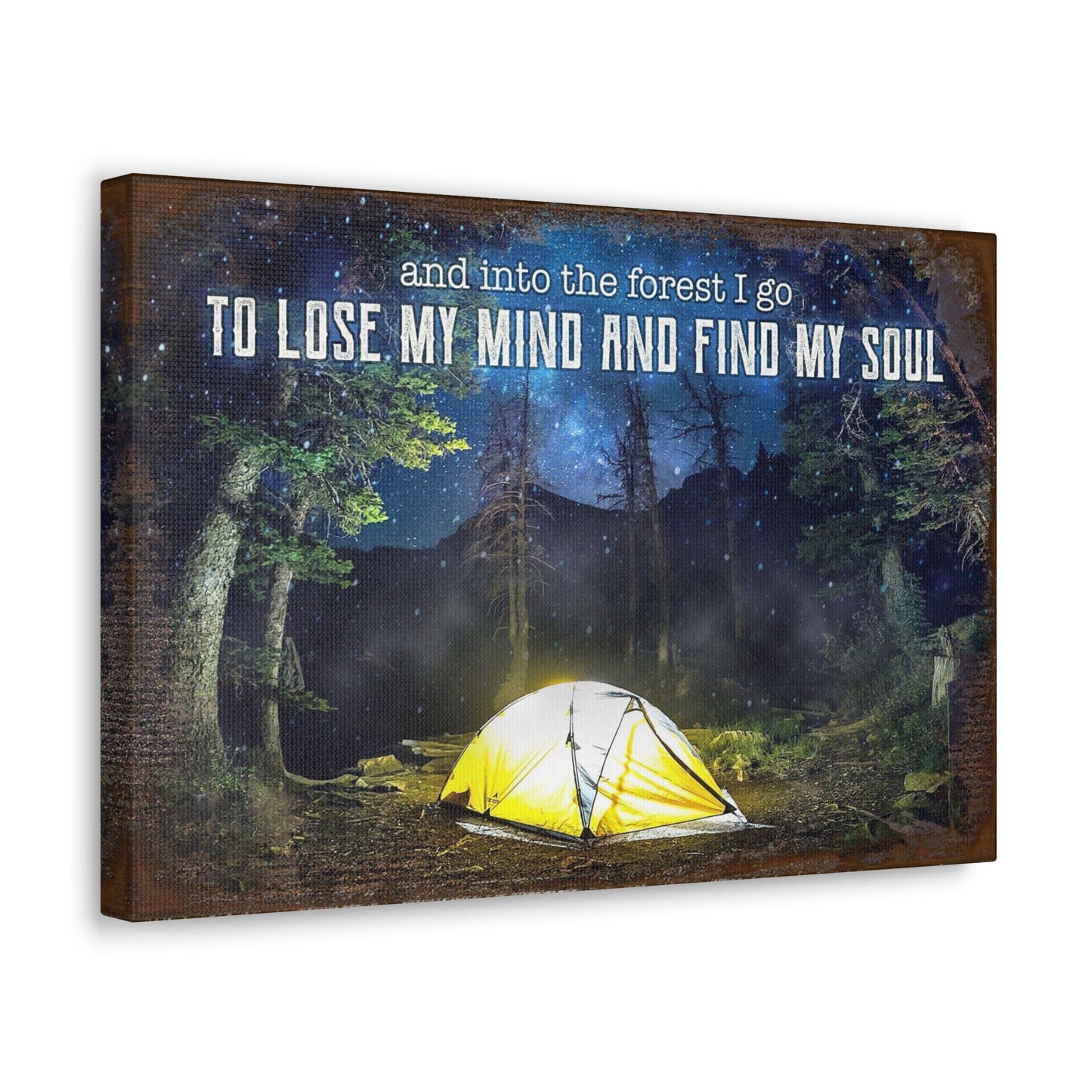Canvas gallery wrap by Tailored Canvases: night forest campsite with yellow tent and sky on Tampa Home & Garden Store