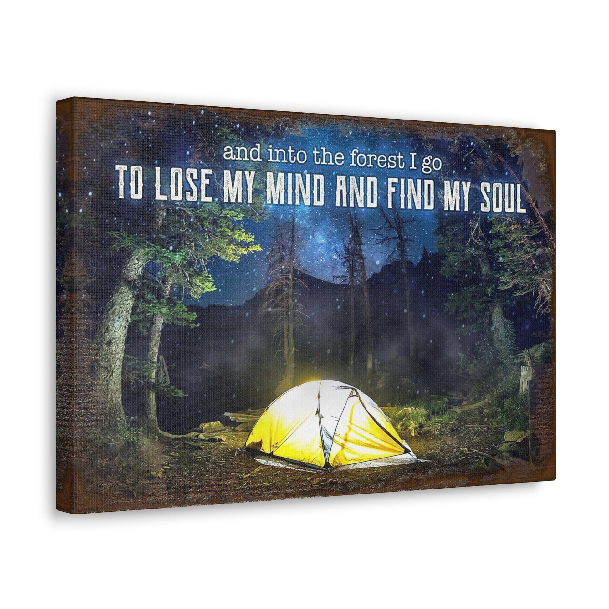 Canvas gallery wrap by Tailored Canvases: night forest campsite with yellow tent and sky on Tampa Home & Garden Store
