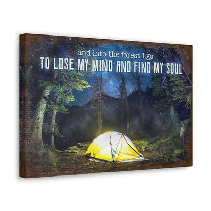 Canvas gallery wrap by Tailored Canvases: night forest campsite with yellow tent and sky on Tampa Home & Garden Store