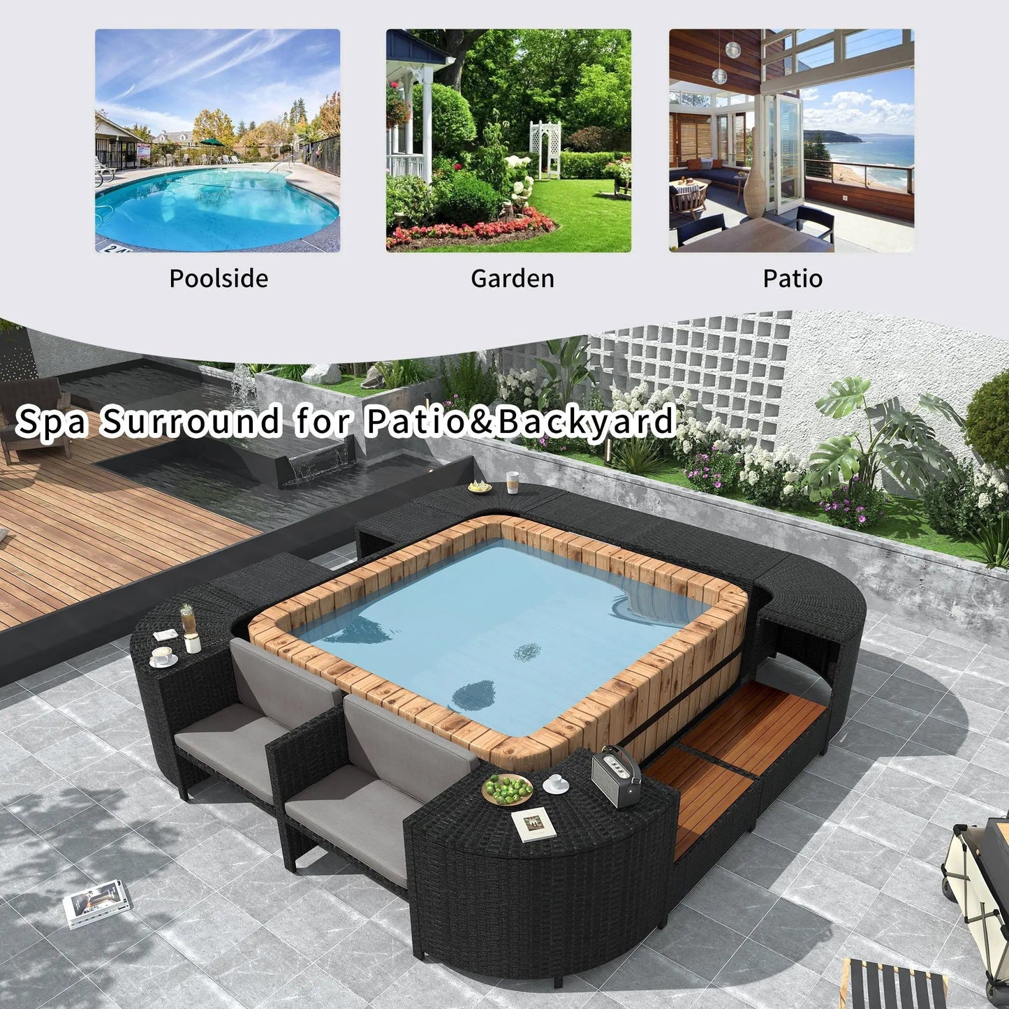 Spa Surround Outdoor Rattan Sectional Sofa Set