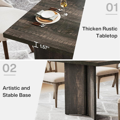 Dining Table for 4–6 with a thick rustic dark wood tabletop and chunky block legs on Tampa Home & Garden Store