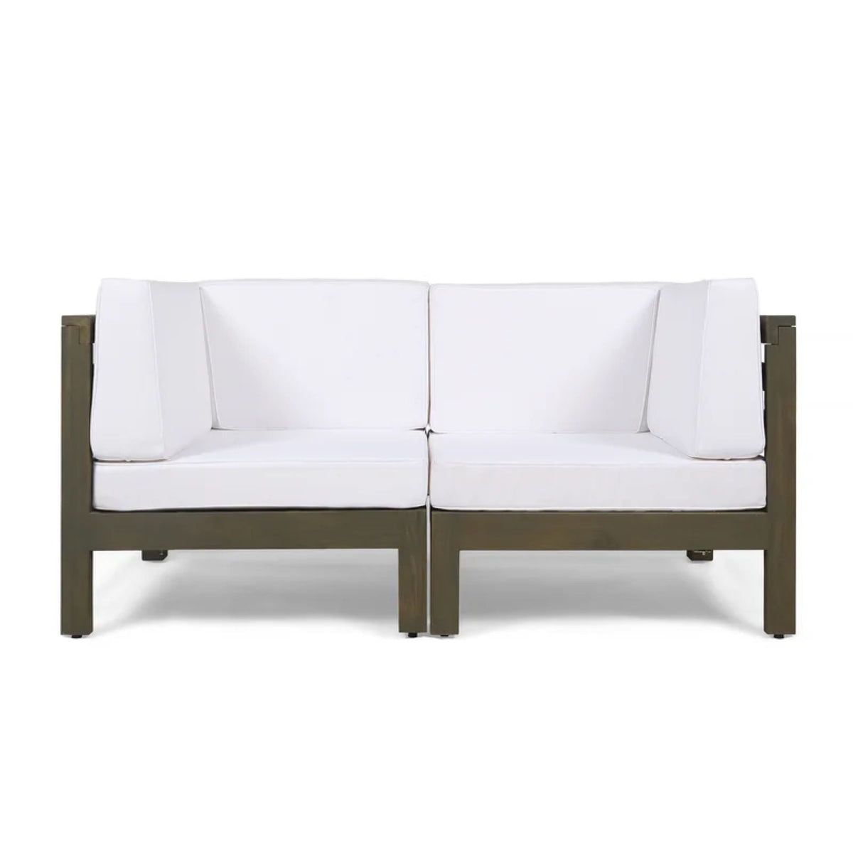 Oana 2 Piece Loveseat Set with Water Resistant Cushions in white and dark metal frame on Tampa Home & Garden Store