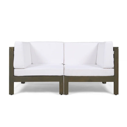 Oana 2 Piece Loveseat Set with Water Resistant Cushions in white and dark metal frame on Tampa Home & Garden Store
