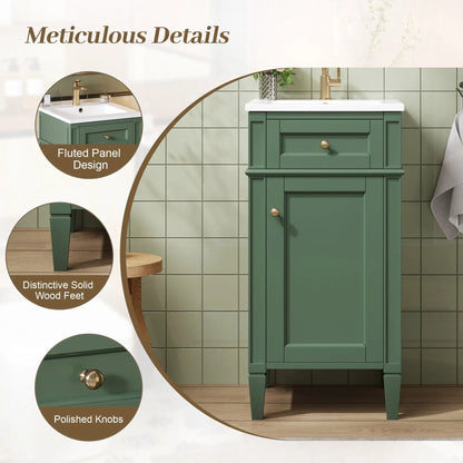 French Style Vanity With Sink and Solid Wood Legs