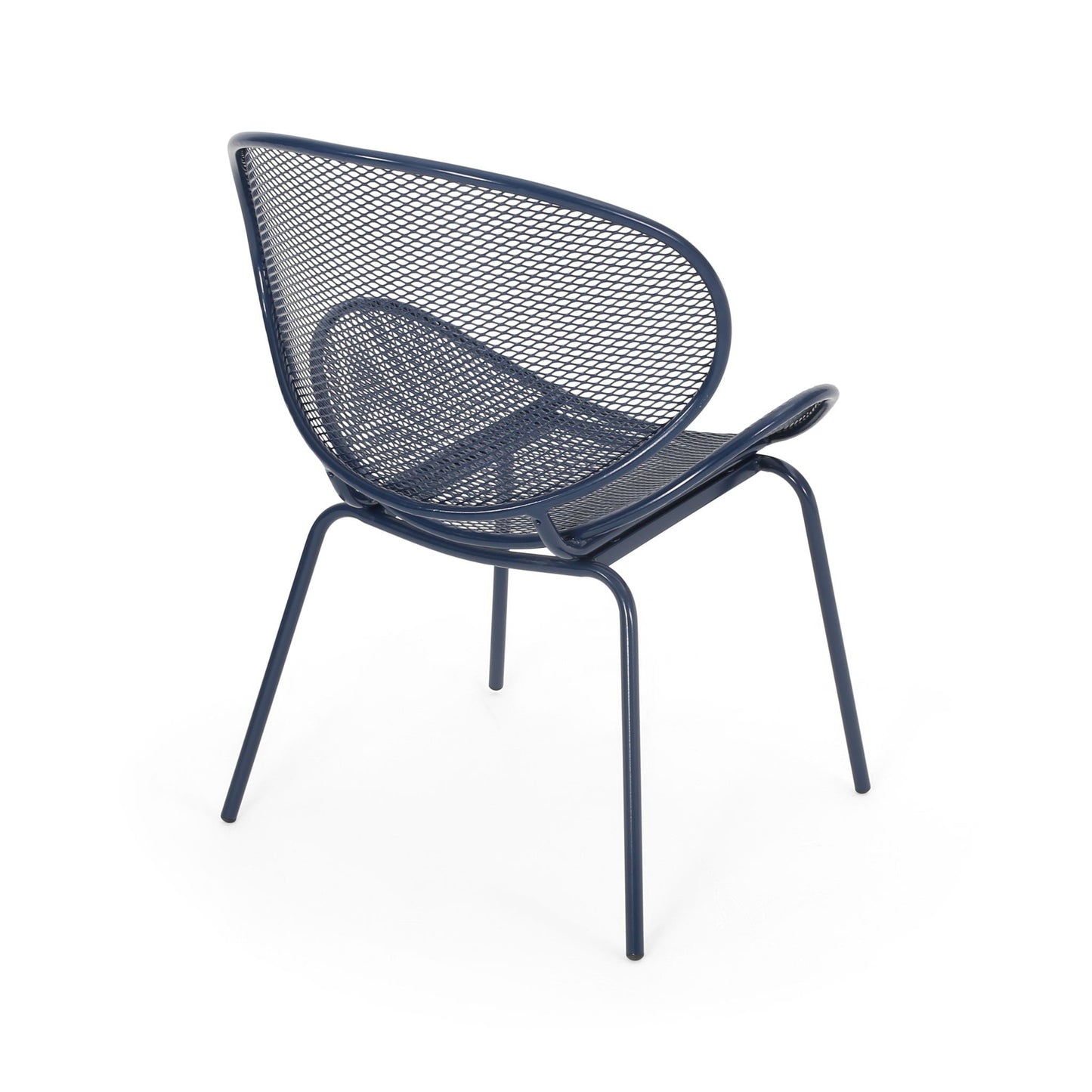 Elba Contemporary Armless Outdoor Chair Navy blue metal mesh seat by HouseOfZazla on Tampa Home & Garden Store