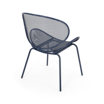 Elba Contemporary Armless Outdoor Chair Navy blue metal mesh seat by HouseOfZazla on Tampa Home & Garden Store