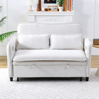 Modern fabric sleeper sofa bed with cream striped upholstery by Unique Piece Furniture on Tampa Home & Garden Store
