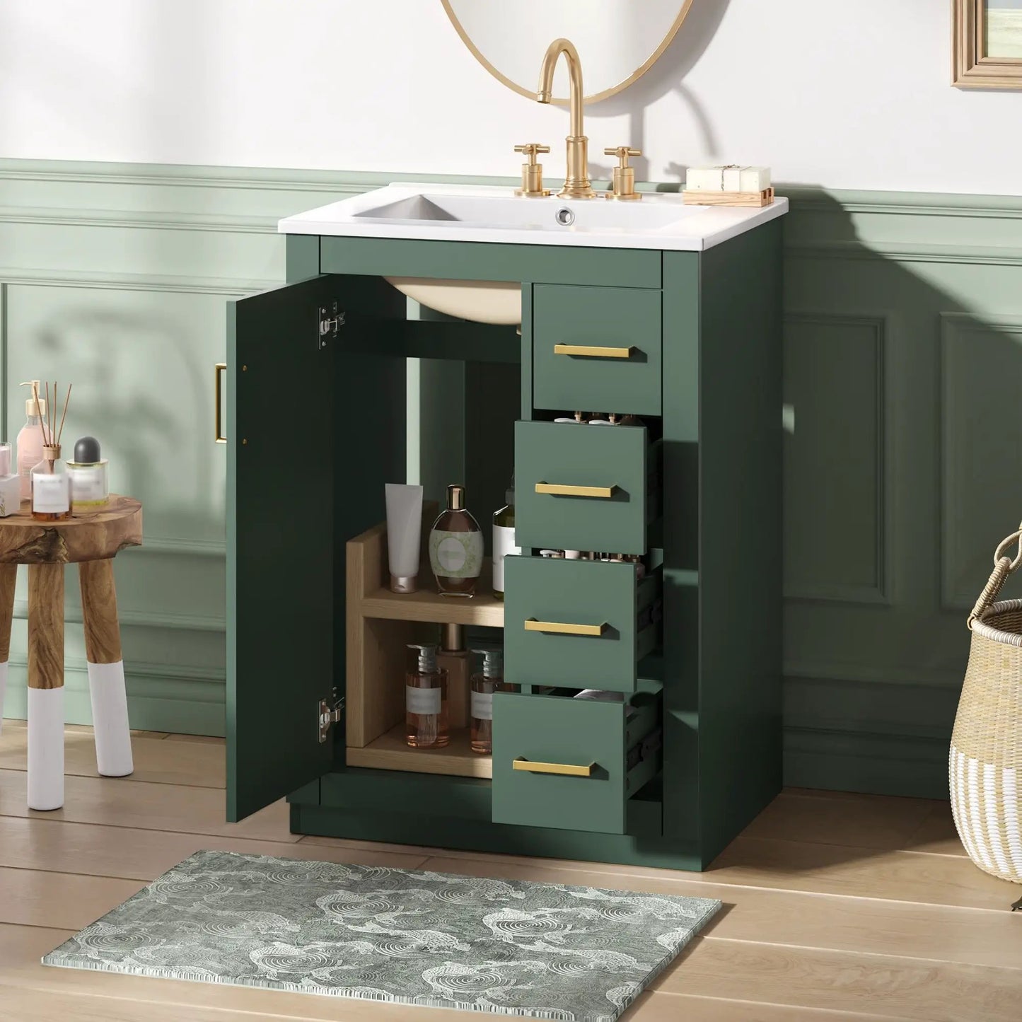 Modern Bathroom Vanity With 1 Door and 3 Drawers
