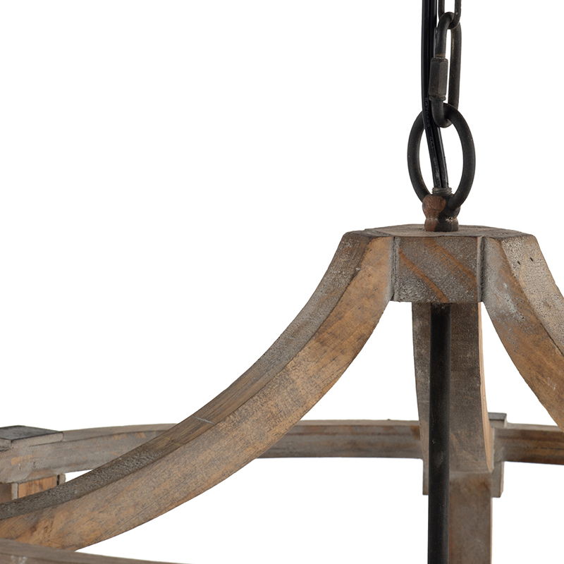 3 Light Wood Drum Chandelier with rustic brown finish and adjustable chain by HouseOfZazla on Tampa Home & Garden Store