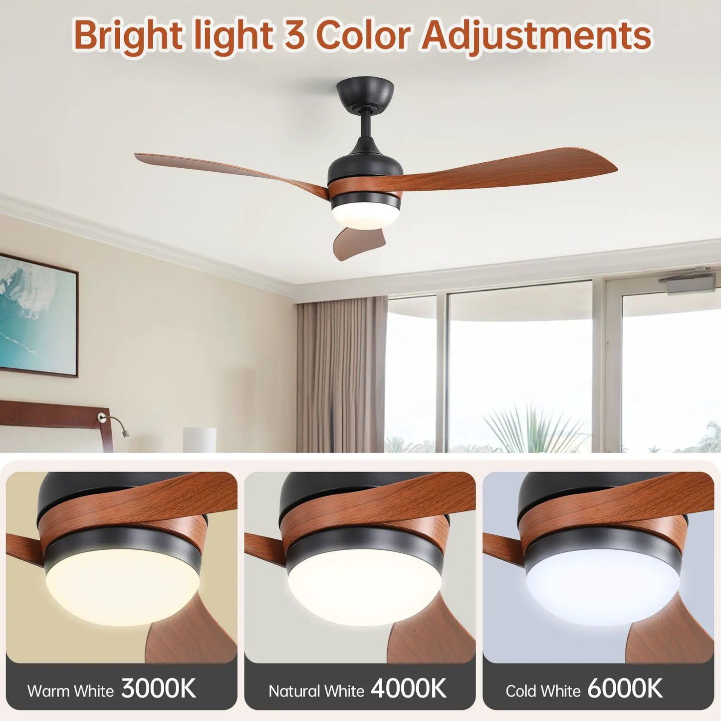 Ceiling Fan with 3 Blades and Remote Control