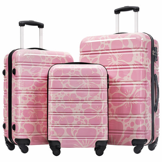 3-Piece pink floral hardshell luggage set with spinner wheels and TSA lock HouseOfZazla on Tampa Home & Garden Store