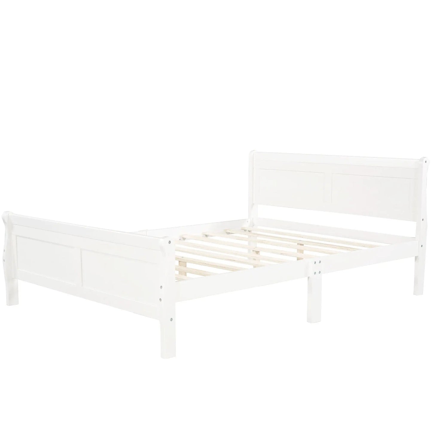 White platform bed frame with headboard and footboard, slat support, Unique Piece Furniture on Tampa Home & Garden Store