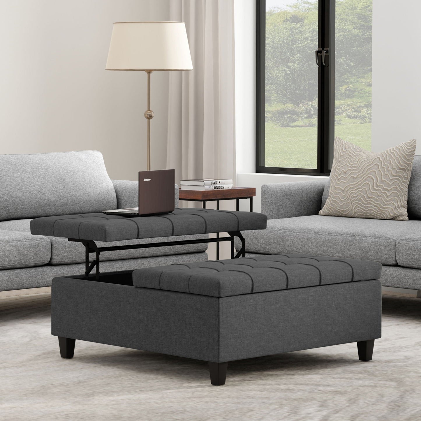 Harrison Upholstered Coffee Table Storage Ottoman