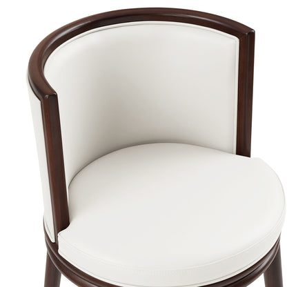Evalyn Barstool, bar-height chair with white upholstery and dark wood frame HouseOfZazla on Tampa Home & Garden Store