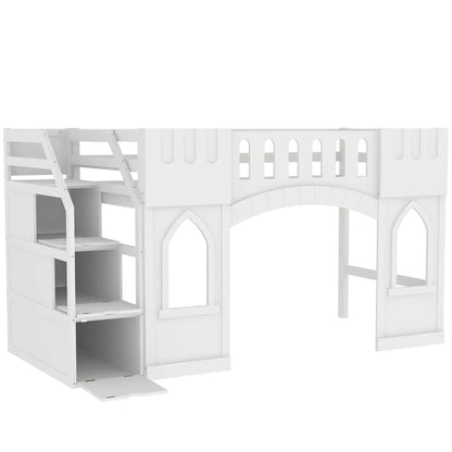 Loft Bed With Storage Staircase and Windows