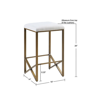 Backless Counter Stool with Padded Seat Ivory