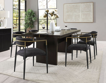 Seven Dining Room Table and Gold Accent Chairs