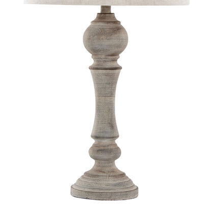 Winston Farmhouse Poly Table Lamp set of 2 with beige shade and distressed wood base on Tampa Home & Garden Store