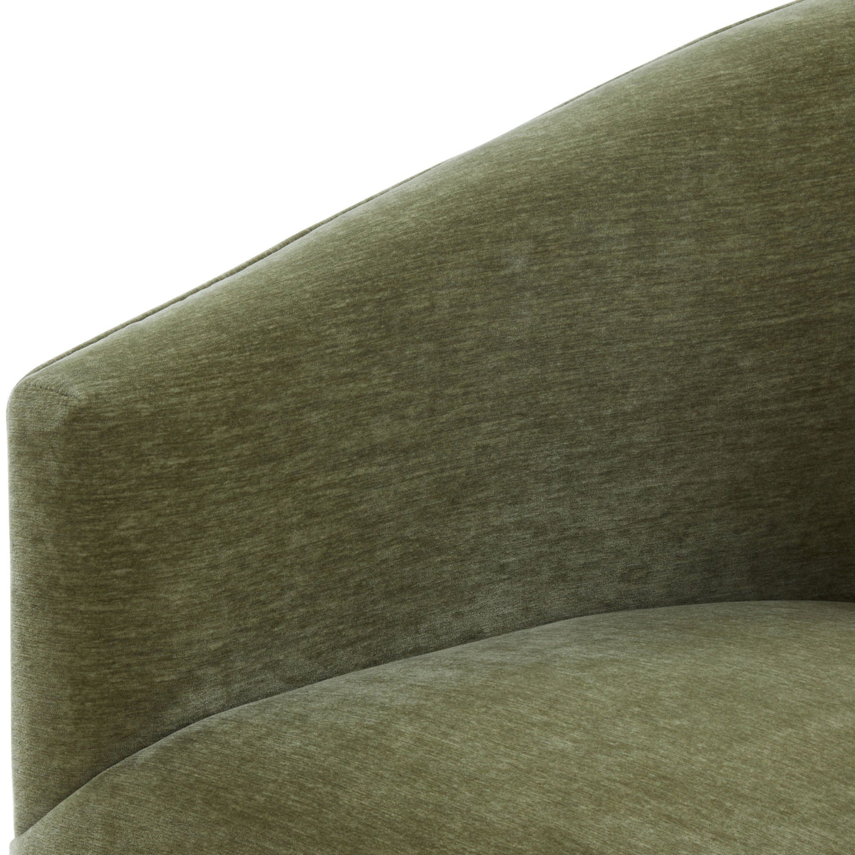 Skirted Swivel Chair olive green velvet upholstery close-up texture on Tampa Home & Garden Store