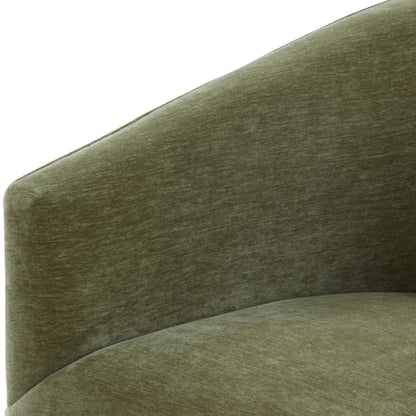 Skirted Swivel Chair olive green velvet upholstery close-up texture on Tampa Home & Garden Store