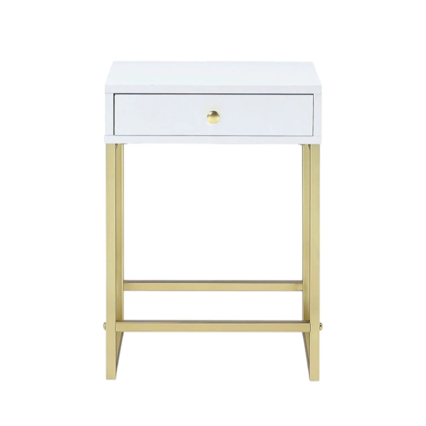 Accent table Coleen by Unique Piece Furniture white finish with gold legs and drawer on Tampa Home & Garden Store
