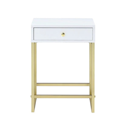 Accent table Coleen by Unique Piece Furniture white finish with gold legs and drawer on Tampa Home & Garden Store