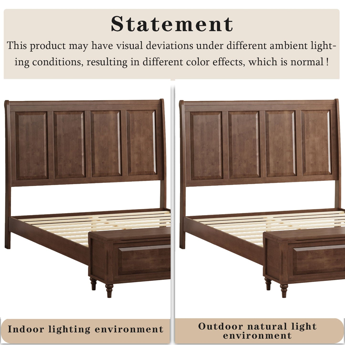 Modern Sleigh Bed with Tall Headboard and Bench