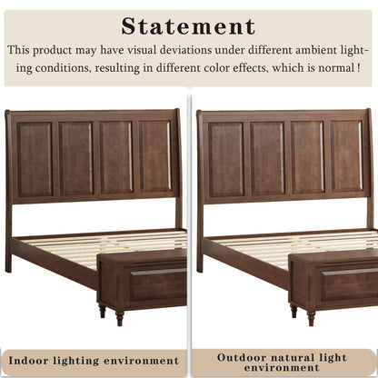 Modern Sleigh Bed with Tall Headboard and Bench