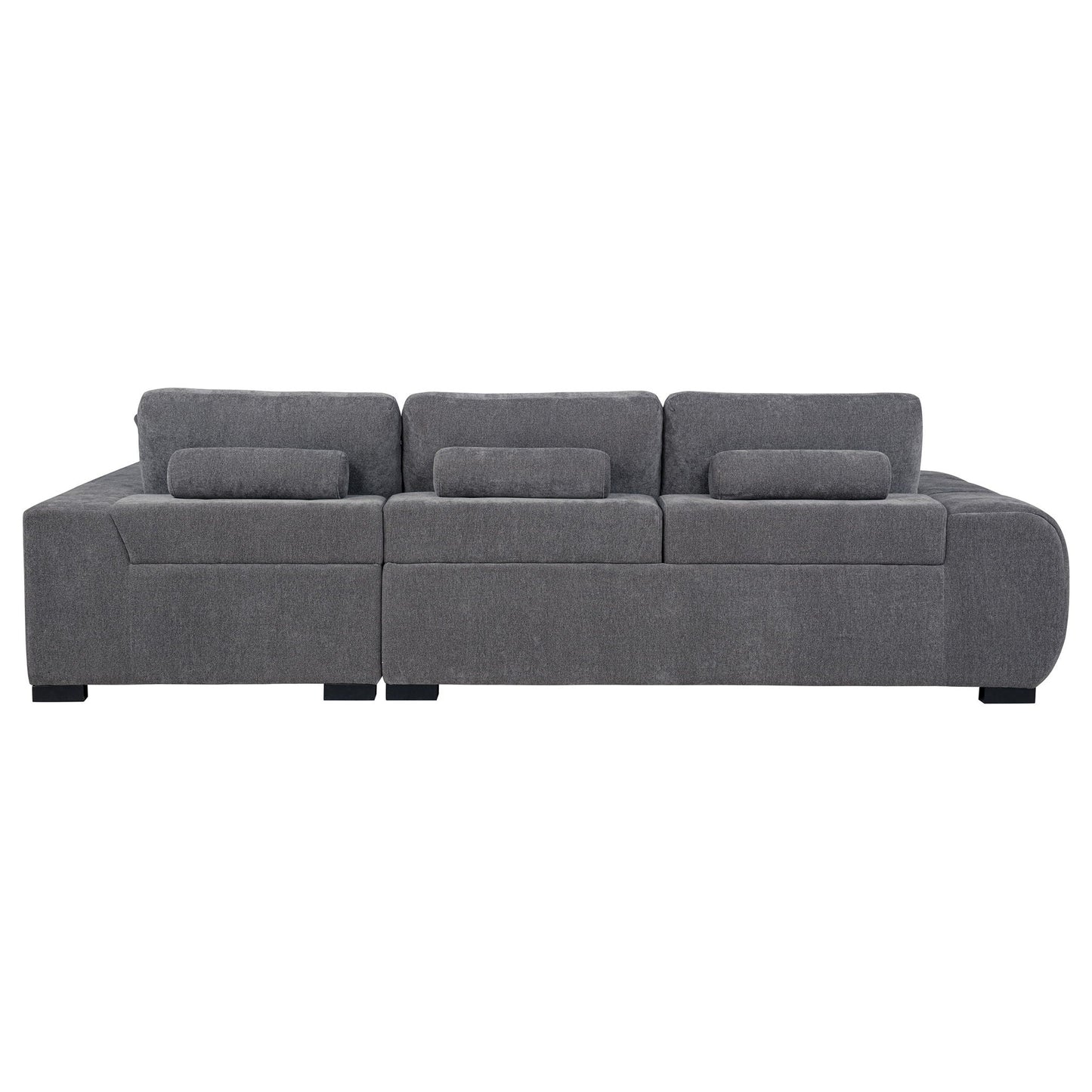 Plather Sectional Chaise Sofa in dark gray fabric, stationary 3-seat by HouseOfZazla on Tampa Home & Garden Store