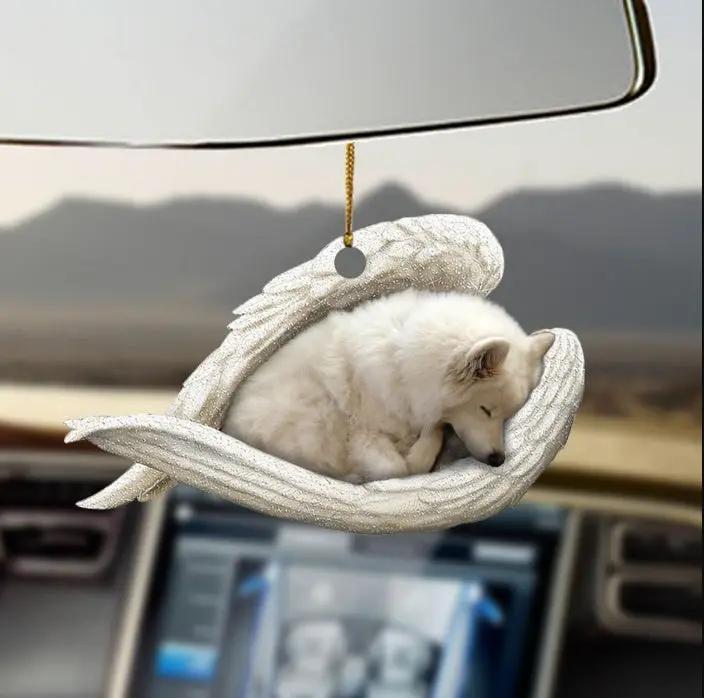 Car Pendant Sleeping Dog Angel Decor Hanging