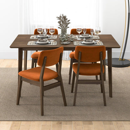 Side chair set solid-back orange upholstery with dark wood legs HouseOfZazla style on Tampa Home & Garden Store