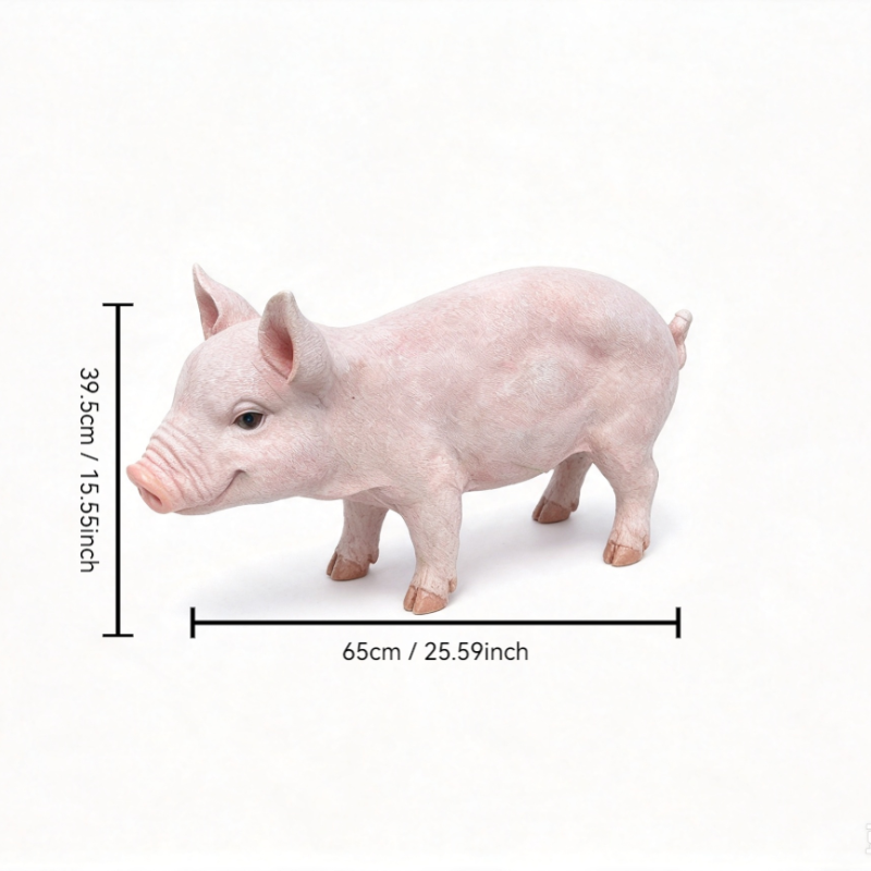 Cheerful Beige Pig Garden Statue by HouseOfZazla, 65cm long, 39.5cm tall on Tampa Home & Garden Store