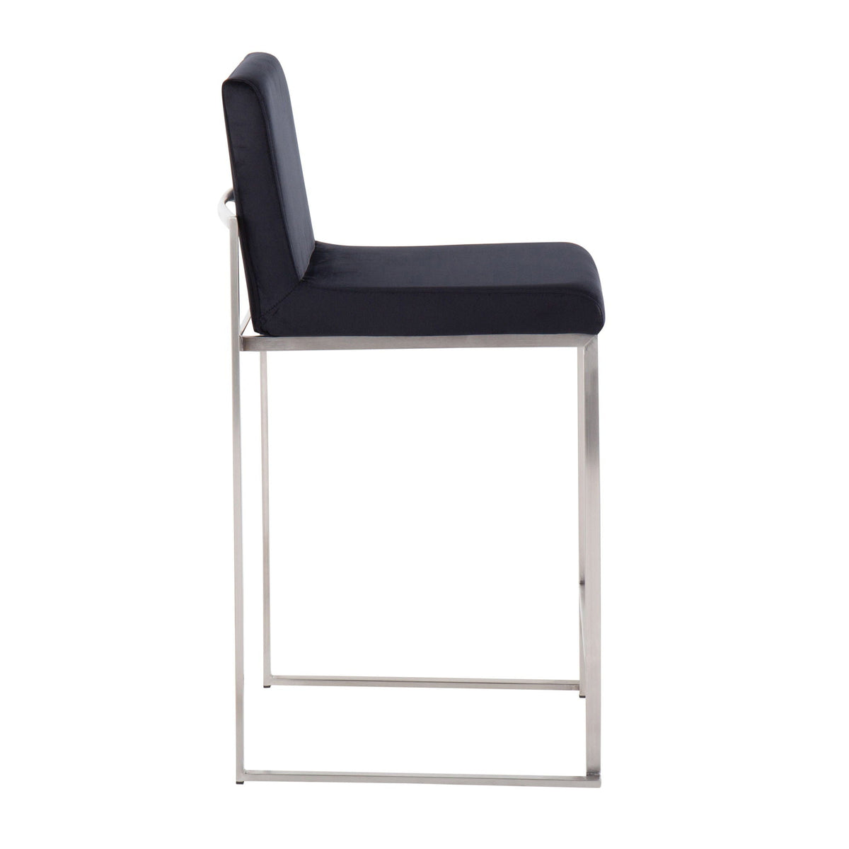 HouseOfZazla contemporary high-back padded counter stool navy upholstery, chrome base on Tampa Home & Garden Store