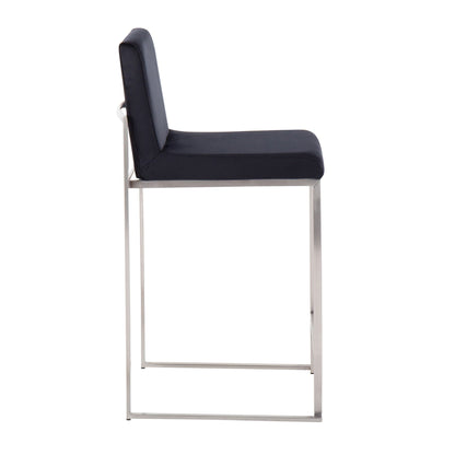 HouseOfZazla contemporary high-back padded counter stool navy upholstery, chrome base on Tampa Home & Garden Store
