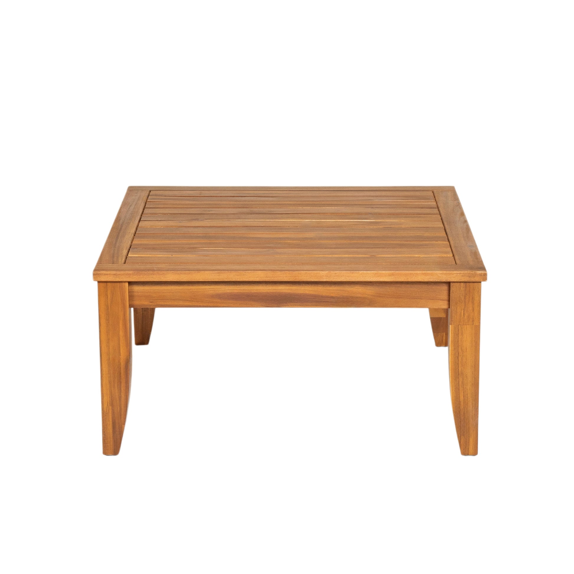 Acacia wood outdoor tea table with slatted top and warm brown finish on Tampa Home & Garden Store
