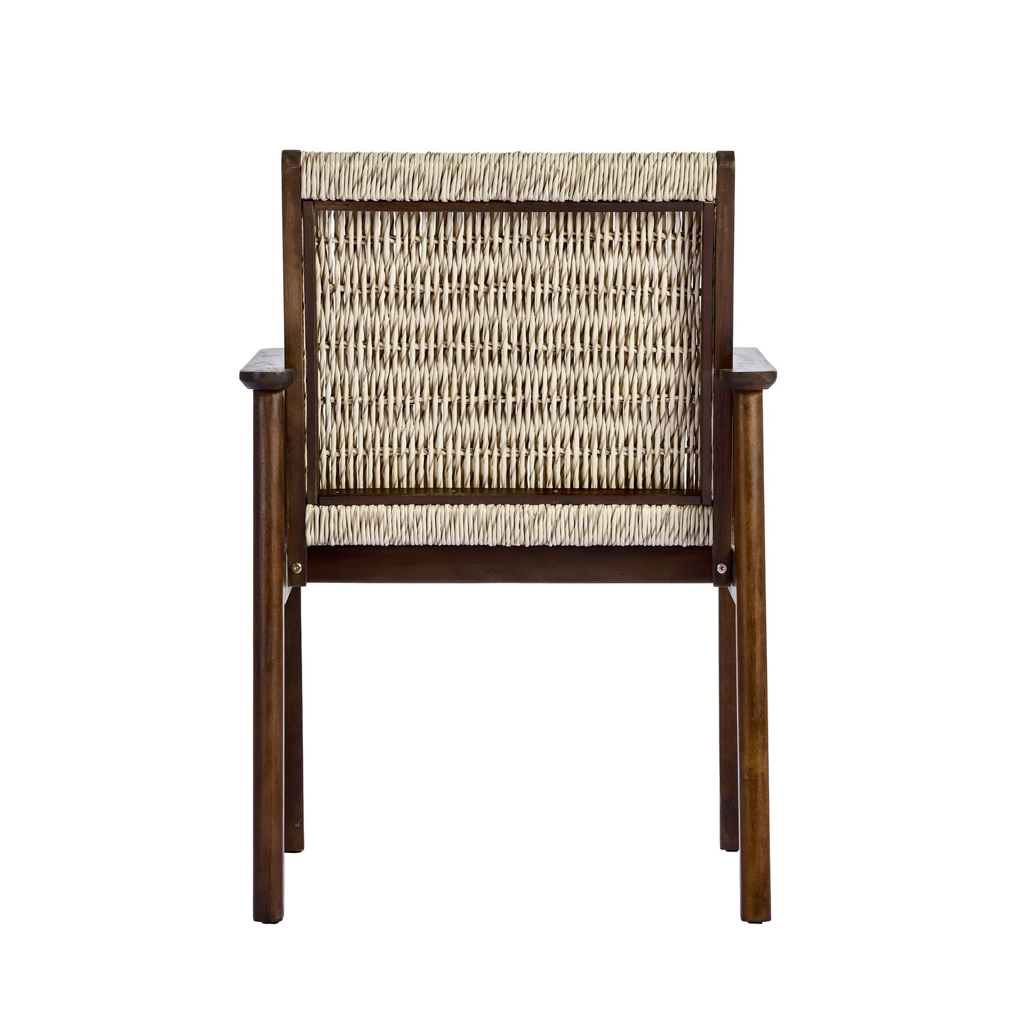Two Outdoor Dining Chairs With Acacia And Wicker