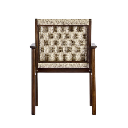 Two Outdoor Dining Chairs With Acacia And Wicker