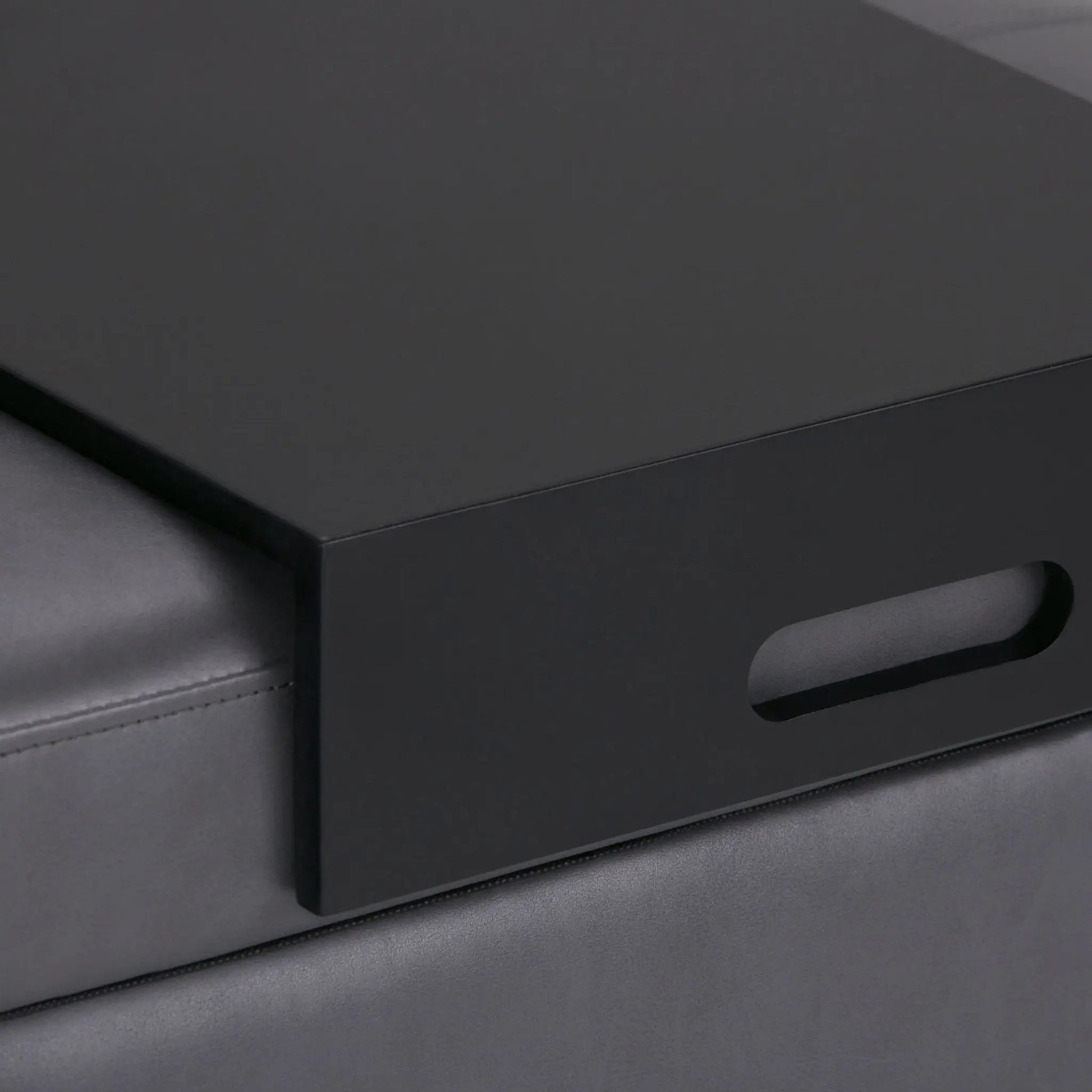 Oregon Storage Ottoman Bench With Tray in black leather by Unique Piece Furniture on Tampa Home & Garden Store