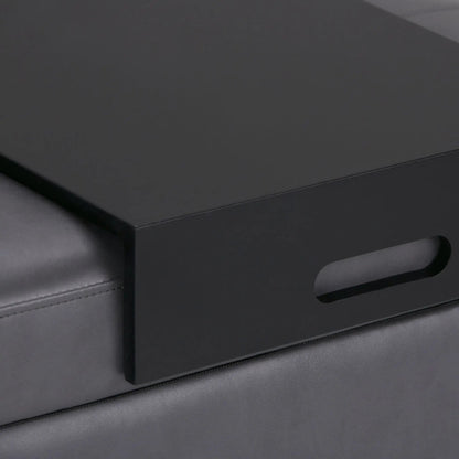 Oregon Storage Ottoman Bench With Tray in black leather by Unique Piece Furniture on Tampa Home & Garden Store