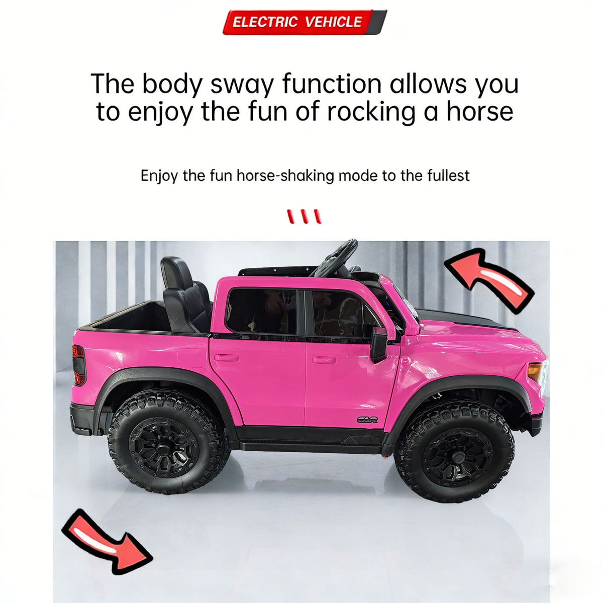 HouseOfZazla pink 12V ride-on jeep with remote control; two-seat, rugged wheels on Tampa Home & Garden Store