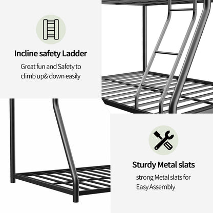 Sturdy Metal Bunk Bed With Ladder and Guardrail