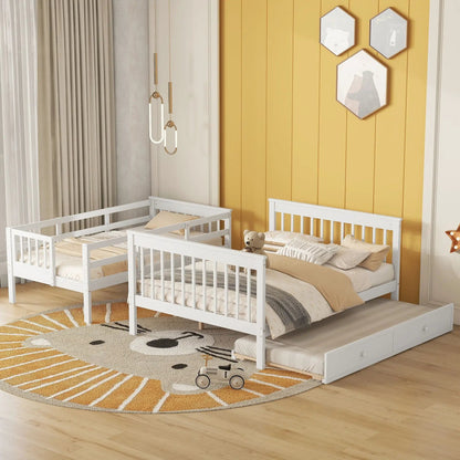 Bunk Bed with Twin Size Trundle and Guard Rail