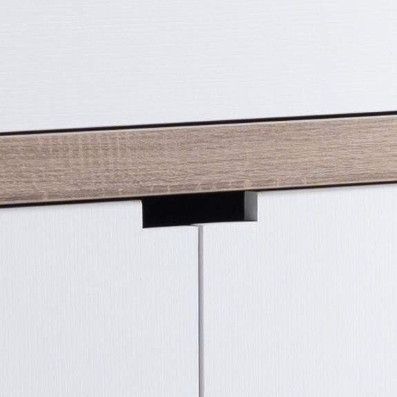 Modern White and Taupe Kitchen Buffet Cabinet