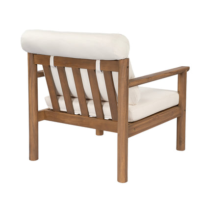 Acacia Wood Patio Chair and Outdoor Cushion Set