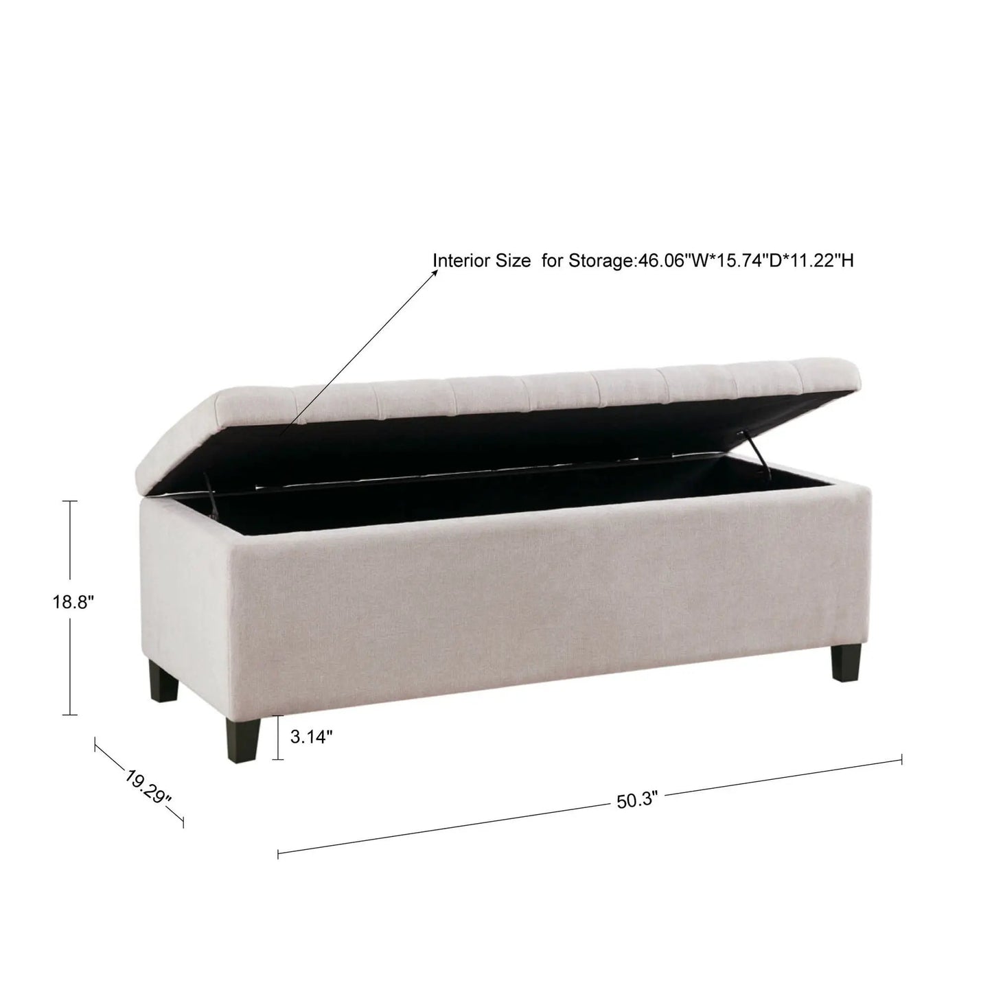 Tufted Top Storage Bench With Soft Close Lid